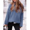 imagePRETTYGARDEN Womens Knit Oversized Sweater Fall Fashion Casual Long Sleeve Turtleneck Loose Chunky Pullover TopsBlue