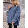 imagePRETTYGARDEN Womens Knit Oversized Sweater Fall Fashion Casual Long Sleeve Turtleneck Loose Chunky Pullover TopsBlue