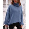 imagePRETTYGARDEN Womens Knit Oversized Sweater Fall Fashion Casual Long Sleeve Turtleneck Loose Chunky Pullover TopsBlue