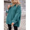 imagePRETTYGARDEN Womens Knit Oversized Sweater Fall Fashion Casual Long Sleeve Turtleneck Loose Chunky Pullover TopsBlue Green