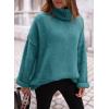 imagePRETTYGARDEN Womens Knit Oversized Sweater Fall Fashion Casual Long Sleeve Turtleneck Loose Chunky Pullover TopsBlue Green