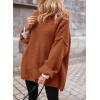 imagePRETTYGARDEN Womens Knit Oversized Sweater Fall Fashion Casual Long Sleeve Turtleneck Loose Chunky Pullover TopsBrick Red