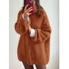 imagePRETTYGARDEN Womens Knit Oversized Sweater Fall Fashion Casual Long Sleeve Turtleneck Loose Chunky Pullover TopsBrick Red