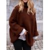 imagePRETTYGARDEN Womens Knit Oversized Sweater Fall Fashion Casual Long Sleeve Turtleneck Loose Chunky Pullover TopsDark Coffee