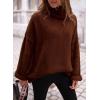imagePRETTYGARDEN Womens Knit Oversized Sweater Fall Fashion Casual Long Sleeve Turtleneck Loose Chunky Pullover TopsDark Coffee