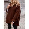 imagePRETTYGARDEN Womens Knit Oversized Sweater Fall Fashion Casual Long Sleeve Turtleneck Loose Chunky Pullover TopsDark Coffee