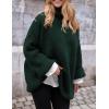 imagePRETTYGARDEN Womens Knit Oversized Sweater Fall Fashion Casual Long Sleeve Turtleneck Loose Chunky Pullover TopsDark Green