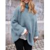 imagePRETTYGARDEN Womens Knit Oversized Sweater Fall Fashion Casual Long Sleeve Turtleneck Loose Chunky Pullover TopsLight Blue