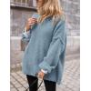 imagePRETTYGARDEN Womens Knit Oversized Sweater Fall Fashion Casual Long Sleeve Turtleneck Loose Chunky Pullover TopsLight Blue
