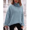 imagePRETTYGARDEN Womens Knit Oversized Sweater Fall Fashion Casual Long Sleeve Turtleneck Loose Chunky Pullover TopsLight Blue