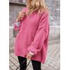 imagePRETTYGARDEN Womens Knit Oversized Sweater Fall Fashion Casual Long Sleeve Turtleneck Loose Chunky Pullover TopsPink