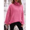 imagePRETTYGARDEN Womens Knit Oversized Sweater Fall Fashion Casual Long Sleeve Turtleneck Loose Chunky Pullover TopsPink