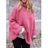 imagePRETTYGARDEN Womens Knit Oversized Sweater Fall Fashion Casual Long Sleeve Turtleneck Loose Chunky Pullover TopsPink