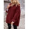 imagePRETTYGARDEN Womens Knit Oversized Sweater Fall Fashion Casual Long Sleeve Turtleneck Loose Chunky Pullover TopsWine Red