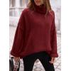 imagePRETTYGARDEN Womens Knit Oversized Sweater Fall Fashion Casual Long Sleeve Turtleneck Loose Chunky Pullover TopsWine Red