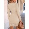 imagePRETTYGARDEN Womens Long Sleeve Ruffle Bodycon Short Dress Fall Ruched Fitted Cocktail Spring Mini DressesBeige