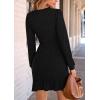 imagePRETTYGARDEN Womens Long Sleeve Ruffle Bodycon Short Dress Fall Ruched Fitted Cocktail Spring Mini DressesBlack