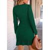 imagePRETTYGARDEN Womens Long Sleeve Ruffle Bodycon Short Dress Fall Ruched Fitted Cocktail Spring Mini DressesGreen
