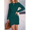 imagePRETTYGARDEN Womens Long Sleeve Ruffle Bodycon Short Dress Fall Ruched Fitted Cocktail Spring Mini DressesLake Blue