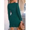 imagePRETTYGARDEN Womens Long Sleeve Ruffle Bodycon Short Dress Fall Ruched Fitted Cocktail Spring Mini DressesLake Blue