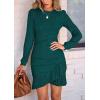 imagePRETTYGARDEN Womens Long Sleeve Ruffle Bodycon Short Dress Fall Ruched Fitted Cocktail Spring Mini DressesLake Blue
