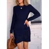 imagePRETTYGARDEN Womens Long Sleeve Ruffle Bodycon Short Dress Fall Ruched Fitted Cocktail Spring Mini DressesNavy
