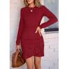 imagePRETTYGARDEN Womens Long Sleeve Ruffle Bodycon Short Dress Fall Ruched Fitted Cocktail Spring Mini DressesRed