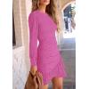 imagePRETTYGARDEN Womens Long Sleeve Ruffle Bodycon Short Dress Fall Ruched Fitted Cocktail Spring Mini DressesRose Pink