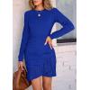 imagePRETTYGARDEN Womens Long Sleeve Ruffle Bodycon Short Dress Fall Ruched Fitted Cocktail Spring Mini DressesRoyal Blue