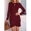 imagePRETTYGARDEN Womens Long Sleeve Ruffle Bodycon Short Dress Fall Ruched Fitted Cocktail Spring Mini DressesWine Red