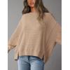 imagePRETTYGARDEN Womens Oversized Crewneck Sweatshirts Fall Fashion Casual Long Sleeve Pullover Waffle Knit Spring Shirts TopApricot