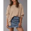 imagePRETTYGARDEN Womens Oversized Crewneck Sweatshirts Fall Fashion Casual Long Sleeve Pullover Waffle Knit Spring Shirts TopApricot