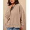 imagePRETTYGARDEN Womens Oversized Crewneck Sweatshirts Fall Fashion Casual Long Sleeve Pullover Waffle Knit Spring Shirts TopApricot