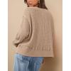 imagePRETTYGARDEN Womens Oversized Crewneck Sweatshirts Fall Fashion Casual Long Sleeve Pullover Waffle Knit Spring Shirts TopApricot