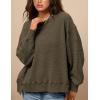imagePRETTYGARDEN Womens Oversized Crewneck Sweatshirts Fall Fashion Casual Long Sleeve Pullover Waffle Knit Spring Shirts TopArmy Green