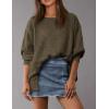 imagePRETTYGARDEN Womens Oversized Crewneck Sweatshirts Fall Fashion Casual Long Sleeve Pullover Waffle Knit Spring Shirts TopArmy Green
