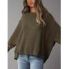 imagePRETTYGARDEN Womens Oversized Crewneck Sweatshirts Fall Fashion Casual Long Sleeve Pullover Waffle Knit Spring Shirts TopArmy Green