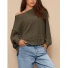 imagePRETTYGARDEN Womens Oversized Crewneck Sweatshirts Fall Fashion Casual Long Sleeve Pullover Waffle Knit Spring Shirts TopArmy Green