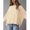 imagePRETTYGARDEN Womens Oversized Crewneck Sweatshirts Fall Fashion Casual Long Sleeve Pullover Waffle Knit Spring Shirts TopBeige