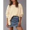 imagePRETTYGARDEN Womens Oversized Crewneck Sweatshirts Fall Fashion Casual Long Sleeve Pullover Waffle Knit Spring Shirts TopBeige