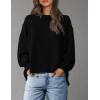imagePRETTYGARDEN Womens Oversized Crewneck Sweatshirts Fall Fashion Casual Long Sleeve Pullover Waffle Knit Spring Shirts TopBlack