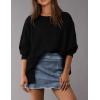 imagePRETTYGARDEN Womens Oversized Crewneck Sweatshirts Fall Fashion Casual Long Sleeve Pullover Waffle Knit Spring Shirts TopBlack
