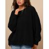 imagePRETTYGARDEN Womens Oversized Crewneck Sweatshirts Fall Fashion Casual Long Sleeve Pullover Waffle Knit Spring Shirts TopBlack