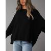 imagePRETTYGARDEN Womens Oversized Crewneck Sweatshirts Fall Fashion Casual Long Sleeve Pullover Waffle Knit Spring Shirts TopBlack