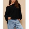 imagePRETTYGARDEN Womens Oversized Crewneck Sweatshirts Fall Fashion Casual Long Sleeve Pullover Waffle Knit Spring Shirts TopBlack