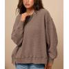imagePRETTYGARDEN Womens Oversized Crewneck Sweatshirts Fall Fashion Casual Long Sleeve Pullover Waffle Knit Spring Shirts TopBrown