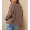 imagePRETTYGARDEN Womens Oversized Crewneck Sweatshirts Fall Fashion Casual Long Sleeve Pullover Waffle Knit Spring Shirts TopBrown