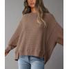 imagePRETTYGARDEN Womens Oversized Crewneck Sweatshirts Fall Fashion Casual Long Sleeve Pullover Waffle Knit Spring Shirts TopBrown