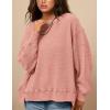 imagePRETTYGARDEN Womens Oversized Crewneck Sweatshirts Fall Fashion Casual Long Sleeve Pullover Waffle Knit Spring Shirts TopCoral Pink