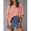 imagePRETTYGARDEN Womens Oversized Crewneck Sweatshirts Fall Fashion Casual Long Sleeve Pullover Waffle Knit Spring Shirts TopCoral Pink